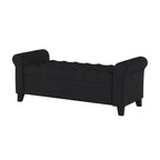 Contemporary Upholstered Ottoman with Rolled Arms and Pressure Hinges, Armed Storage Bench, Ideal for Small Spaces, 50" L x 19.5" W x 20.5" H, Dark Gray