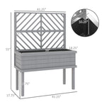 Elevated Wood Planter with Trellis for Climbing Plants, Raised Garden Bed with Legs and Drainage Holes, Gray