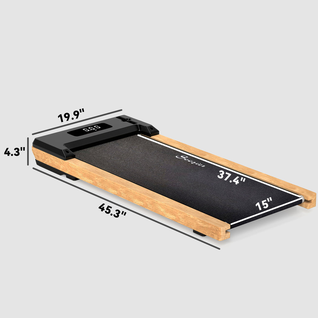 2.5HP Walking Pad, Wood Under Desk Treadmill with Remote Control, Transport Wheels and LED Display for Home Gym Office