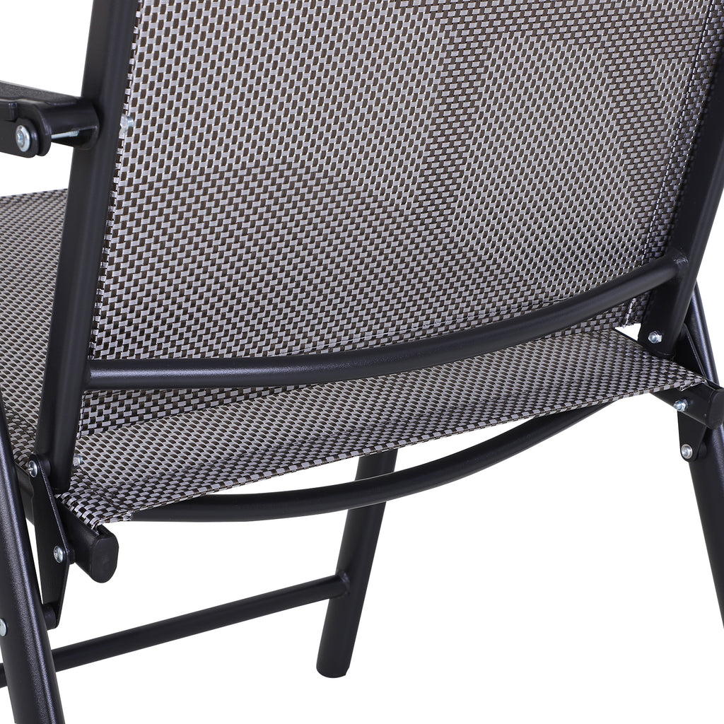 Set of 2 Outdoor Folding Chairs, Stackable Patio Dining Chairs with Armrests, Metal Frame, Gray