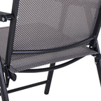 Set of 2 Outdoor Folding Chairs, Stackable Patio Dining Chairs with Armrests, Metal Frame, Gray