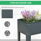 Metal Raised Garden Bed, Elevated Planter Box with Legs and Drain Holes, 39" x 12" x 32", Dark Gray
