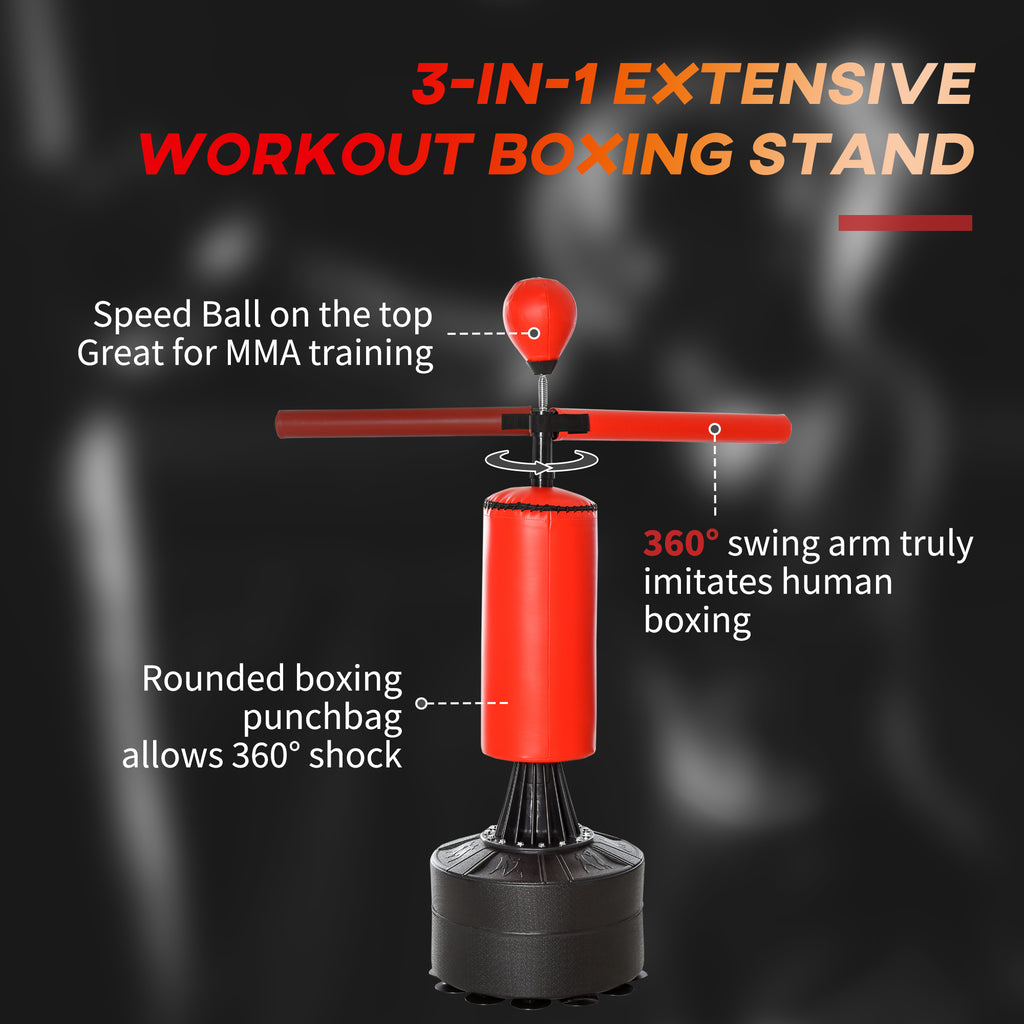 Boxing Bag, Freestanding Punching Bag with Speed Ball, Rotating Boxing Bar and Gloves, Weighted Base