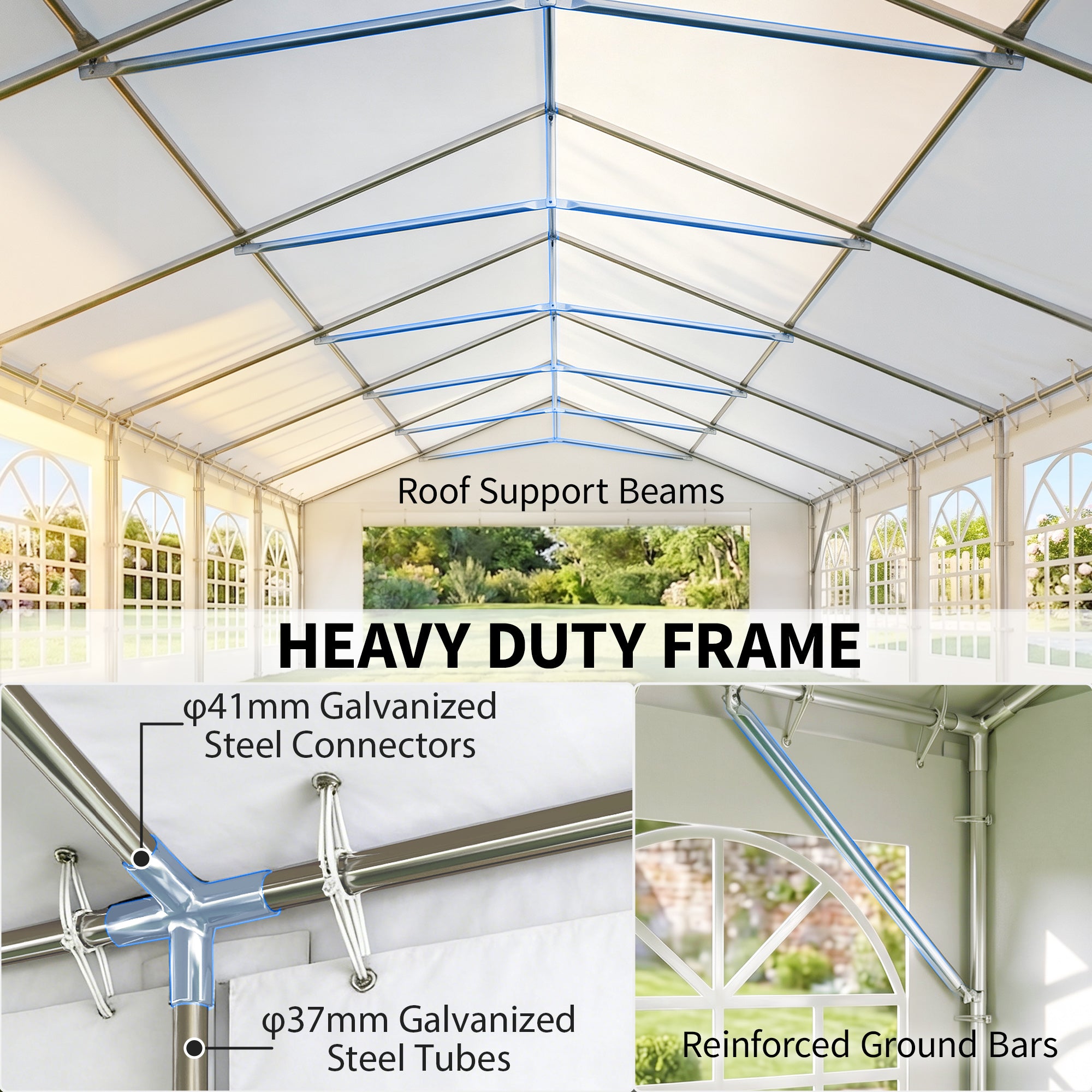 20' x 40' Party Tent, Outdoor Canopy Tent with Removable Sidewalls, 12 Windows for Parties, Wedding, Events, BBQ, White