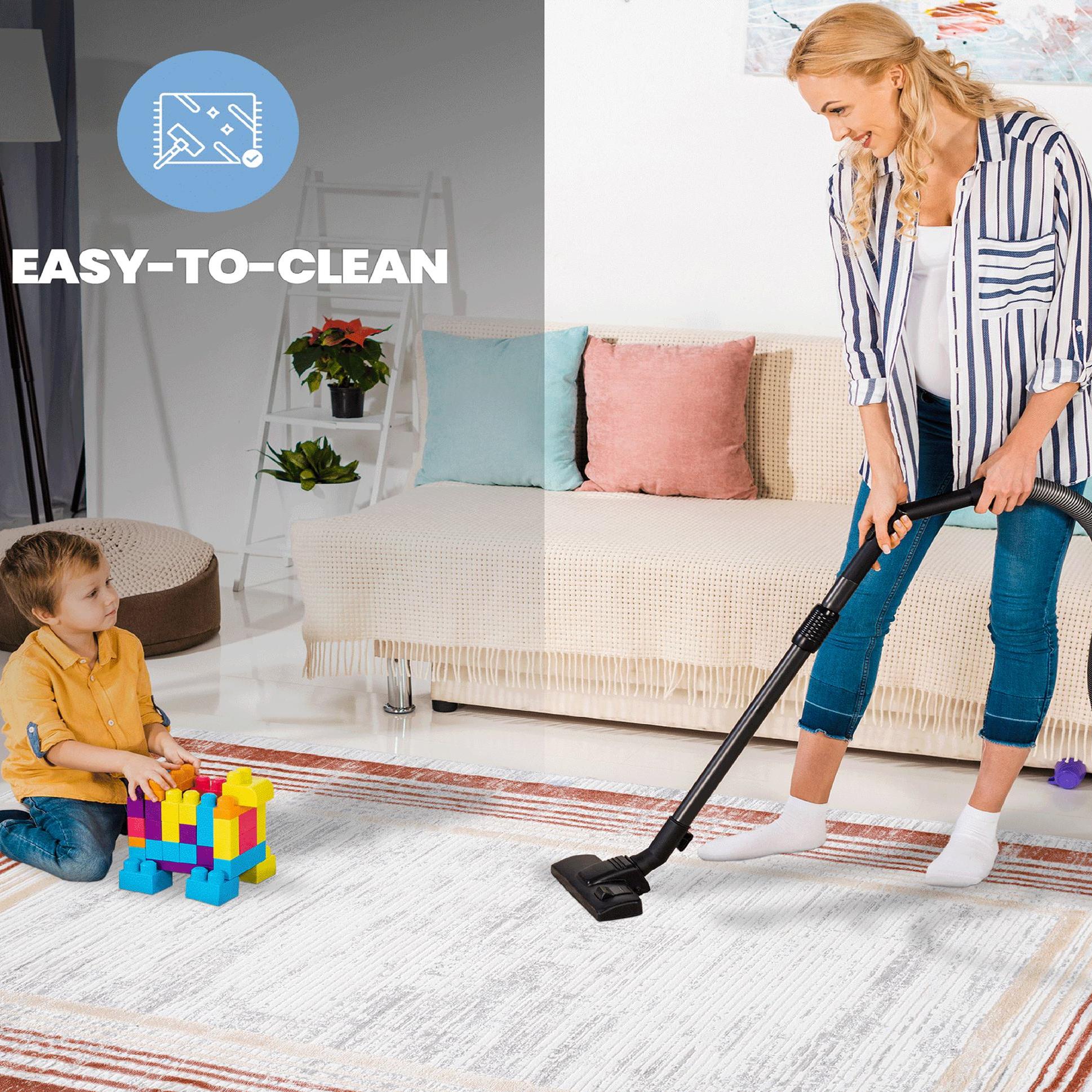 Naar 6x9 Stain-Resistant Area Rug with Cotton Backing, Medium Pile Height, Stylish Kid and Pet-Friendly Carpet, 93" L x 79" W x 0.35" H, Brown