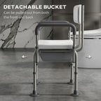 3-in-1 Shower Chair with Back and Arms, Height Adjustable Bedside Commode, Raised Toilet Seat with Non-Slip Rubber Foot Pad for Seniors, Disabled, White
