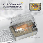 Extra Large Stainless Steel Cat Litter Box for Big Cats with Flip Cover, High-Sided Enclosure & Scoop