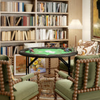 Poker Table Foldable 47" Round Casino Folding Game Table for 8 Players with Cup Holders, Green