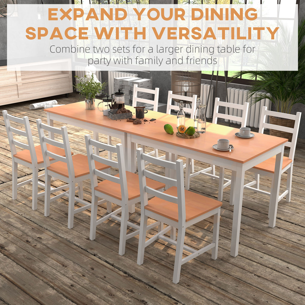 Dining Table Set for 4, 5 Piece Modern Kitchen Table and Chairs, Solid Wood Dining Room Set for Small Spaces, Breakfast Nook, White