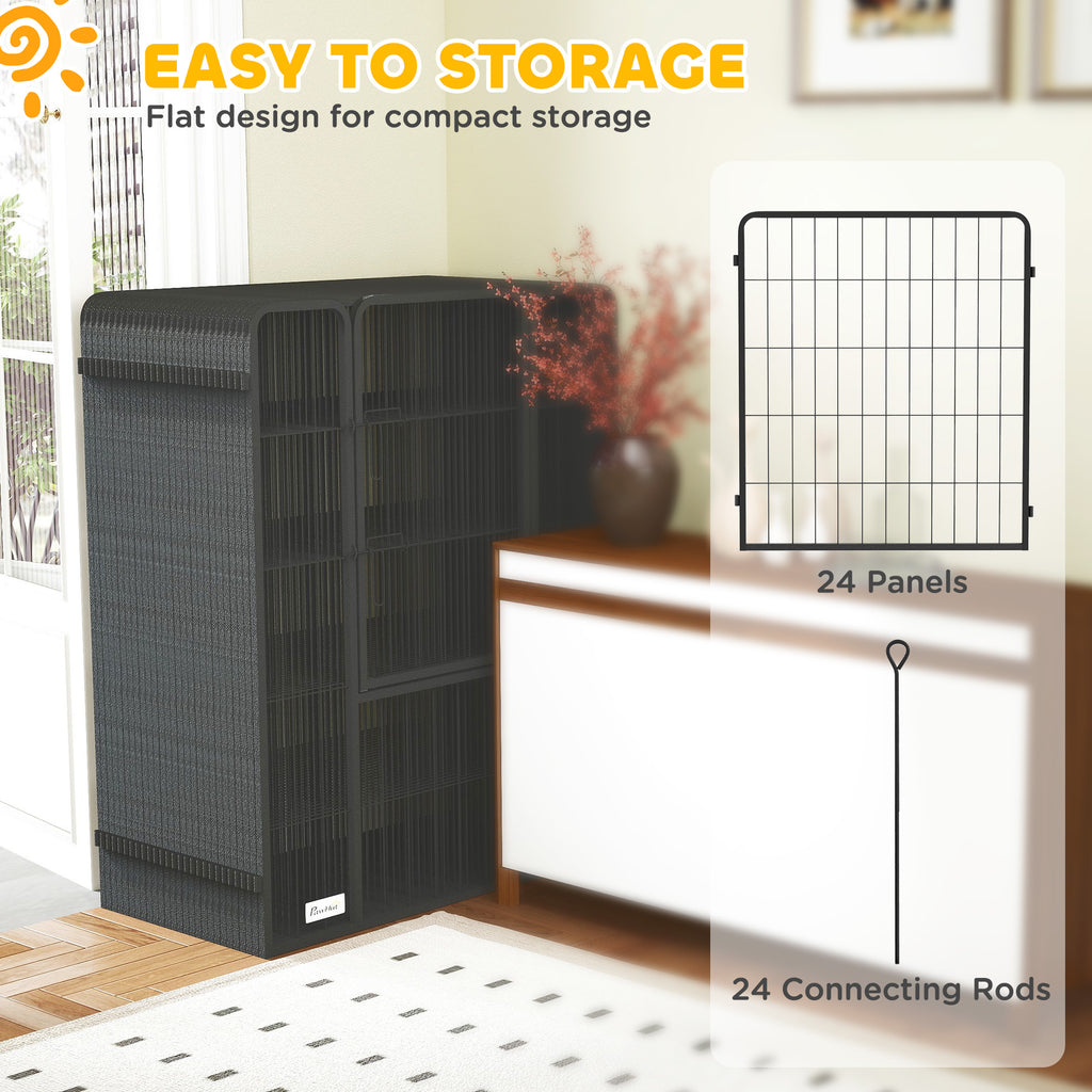 Dog Playpen for Indoor Outdoor, 24 Panels 39" H Puppy Playpen with Lockable Door, DIY Shape Pet Exercise Fence, Gray
