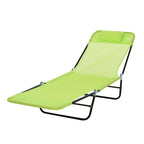 Folding Chaise Lounge Chair, Pool Sun Tanning Chair, Outdoor Lounge Chair with Reclining Back, Breathable Mesh Seat, Headrest for Beach, Yard, Patio, Green