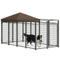 Dog Kennel Outdoor with Waterproof Canopy, Dog Run with Galvanized Chain Link, Secure Lock, for Backyard and Patio, Large and Medium Sized Breeds, Chickens, Ducks, 9.3' x 4.6' x 5.2'