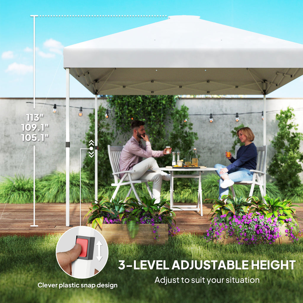 10' x 10' Pop Up Canopy Tent with 2 Half Sidewalls, UV50+ Instant Sun Shelter with Wheeled Carry Bag, White