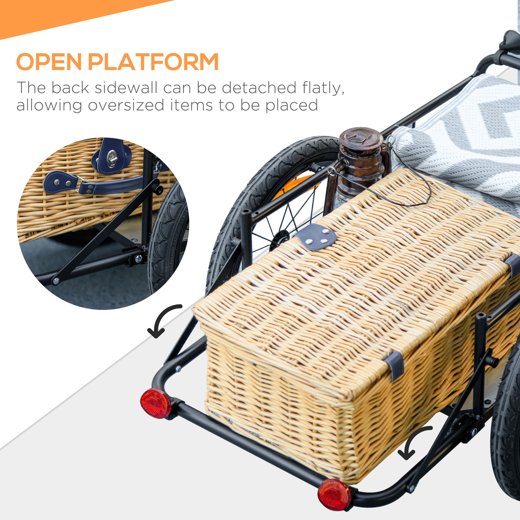 Trailer for Bike, Bicycle Cargo Trailer with Removable Storage Box, No Bottom