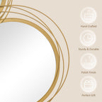 42.25" Circle Mirror for Wall, Modern Metal Wall Art for Living Room, Bedroom and Dining Room, Gold