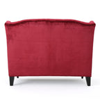 Modern Glam Loveseat Sofa with Velvet Upholstery, Wingback Design, Button-Tufted Diamond Stitch,50.50" W x 34.00" D x 38.50" H, Wine Red
