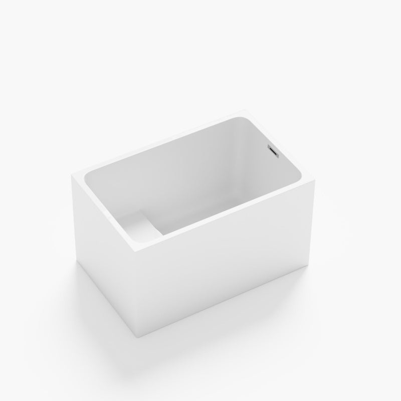 47" Acrylic Freestanding Bathtub with Built-In Seat, Ergonomic Sloping Backrest, Soaking Tub for Bathroom, 47" L x 27.5" W x 25" H, Gloss White