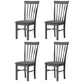 Wooden Dining Chairs Set of 4, Farmhouse Upholstered Kitchen Chairs with Rubber Wood Frame, Black and Gray