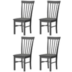 Wooden Dining Chairs Set of 4, Farmhouse Upholstered Kitchen Chairs with Rubber Wood Frame, Black and Gray