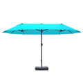 Patio Umbrella, 15' Steel Rectangular Outdoor Double Sided Market Umbrella with Base, Sun Protection & Easy Crank, Blue