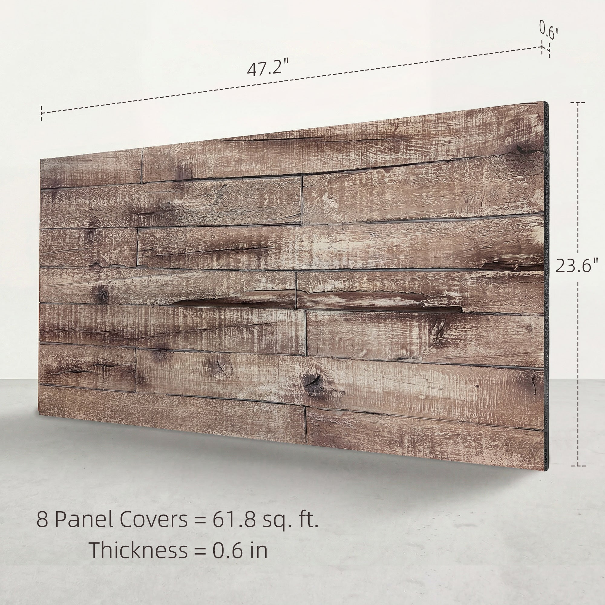 8-Pack 3D Faux Wood Wall Panels, Lightweight Polyurethane Panels for Interior and Exterior Accent Walls, Gray Wood Grain