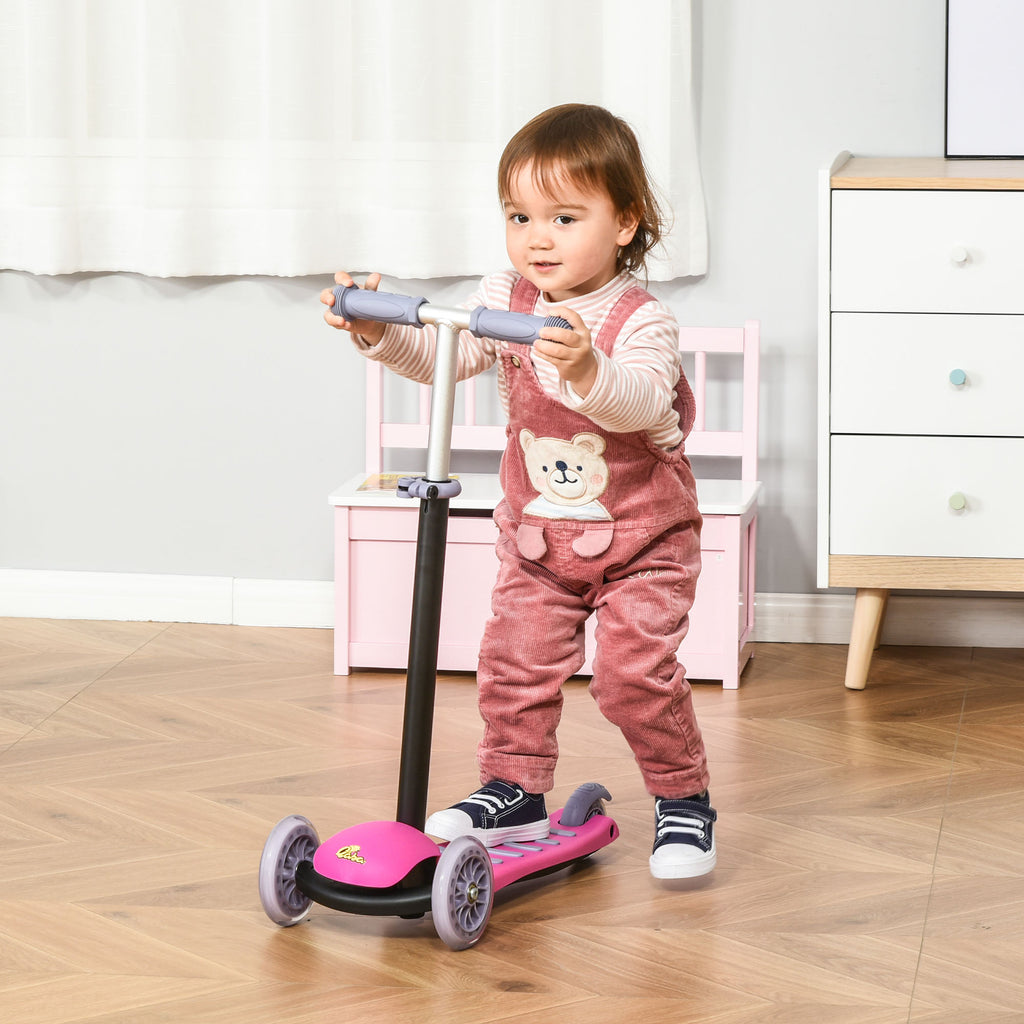 3-in-1 Ride On Push Car, Kids Scooter, Sliding Walker, Push Rider, with Adjustable Handlebar, 3 Balanced Wheels, Removable Storage Seat, for Boys and Girls Aged 2-6 Years Olds, Pink