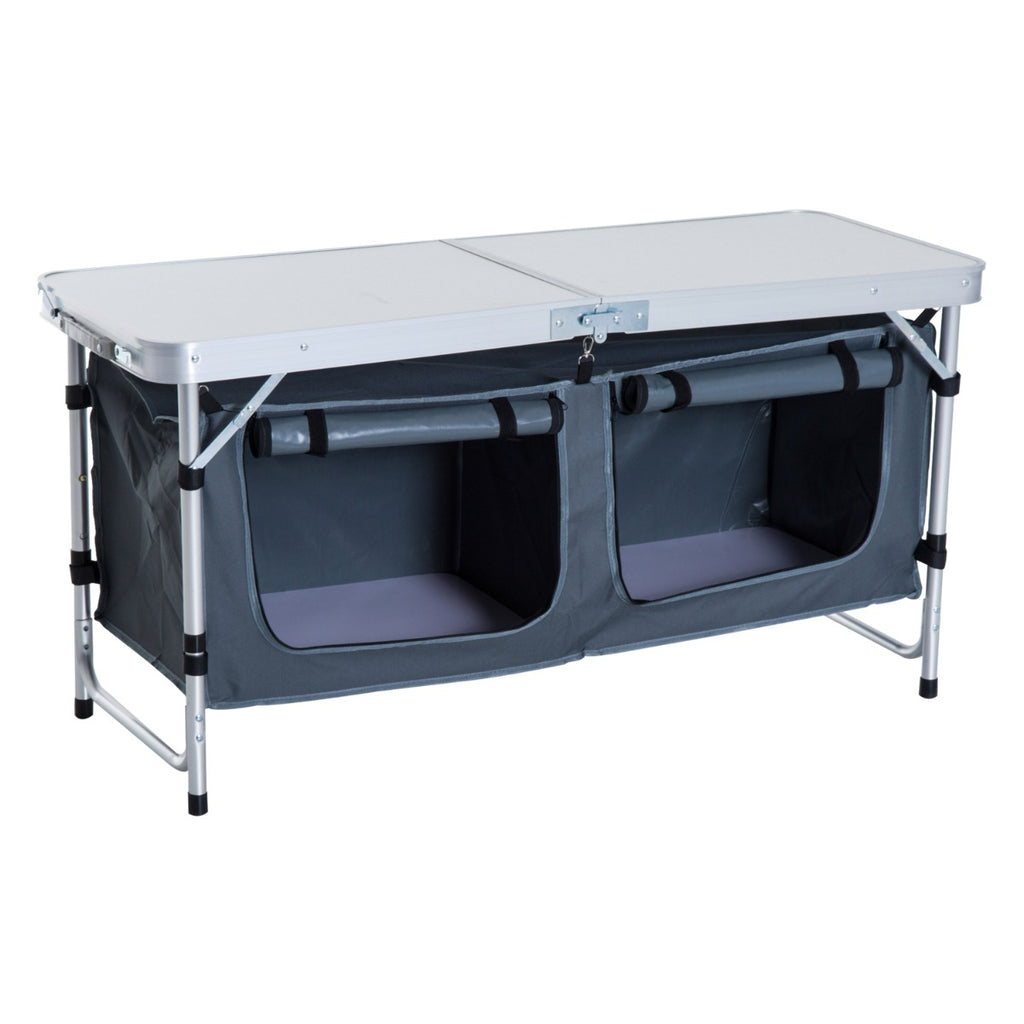 47" Portable Camping Table Aluminum Picnic Folding Camping Table with Carrying Handle and Storage Organizer