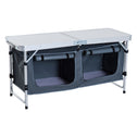 47" Portable Camping Table Aluminum Picnic Folding Camping Table with Carrying Handle and Storage Organizer