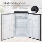 3.2 Cu.Ft Mini Fridge with Freezer, Compact Refrigerator with Adjustable Thermostat, Shelf and Single Reversible Door for Bedroom, Dorm, Home Office, Energy Efficient, Silver