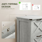 Vertical File Cabinet with 2 Drawers, Rustic Farmhouse Office Storage Cabinet for A4, Letter Size, Distressed Light Gray