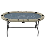 Foldable Poker Table Blackjack Texas Holdem Poker Game Table with Cup Holders, 70" Oval, Blue