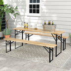 6' Portable Picnic Table and Bench Set, Outdoor Wooden Folding Camping Dining Table Set for Patio Garden Outdoor Activities