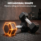 2 x 15lbs Hex Dumbbell Set of 2, Rubber Weights Exercise Fitness Dumbbell with Non-Slip Handles, Anti-roll, for Women or Men Home Gym Workout, Black