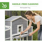 66.5" Large Chicken Coop, Wooden Chicken House with 2 Nesting Boxes, Sliding Tray & Ramp, for Backyard Farm
