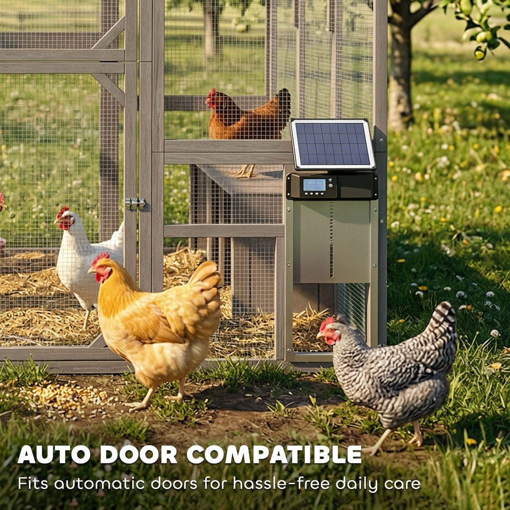 Large Wooden Chicken Coop for 8-10 Hens, Walk-in Chicken Run with Waterproof Cover, Nesting Boxes and Perches