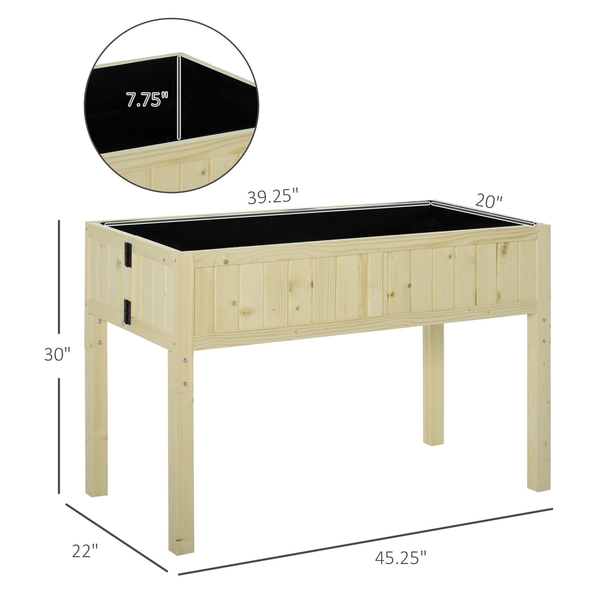 Raised Garden Bed Elevated Wooden Planter Box with Space-Saving Folding Design, Drainage Holes, & Inner Liner for Vegetable Fruit Herb Grow