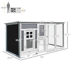 63" Chicken Coop Wooden Chicken House Rabbit Hutch Poultry Cage Hen Pen Backyard PC Roof with Run Box