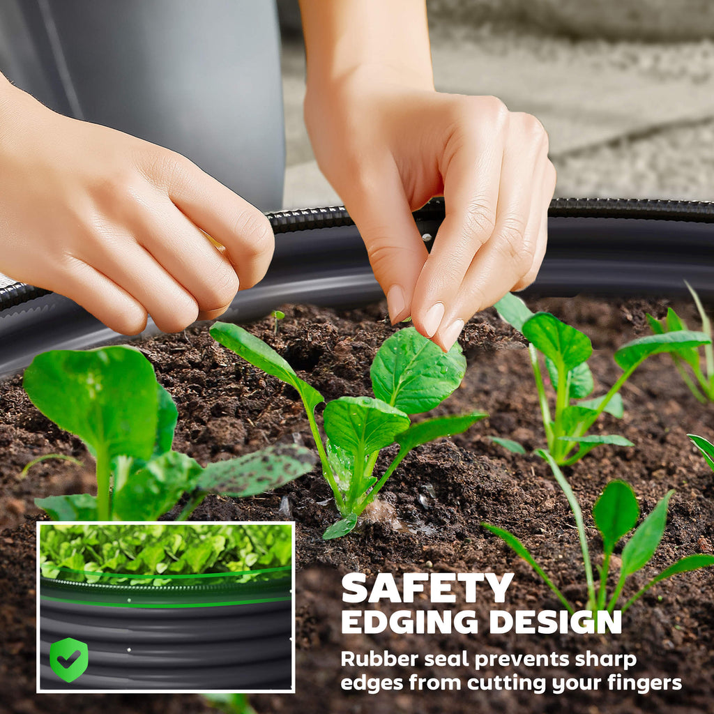 Set of 2 Raised Garden Bed, Metal Planter Box with Safety Edging, Easy-to-assemble Stock Tank, Dark Gray
