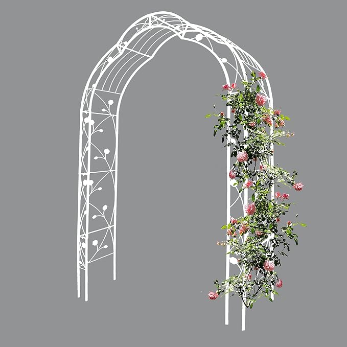 8 Styles Freely Assembled Rust-Resistant Arbor, Metal Garden Arch Trellis for Wedding, Party Archway, 59" L x 15.5" W x 98.5" H, Cream White