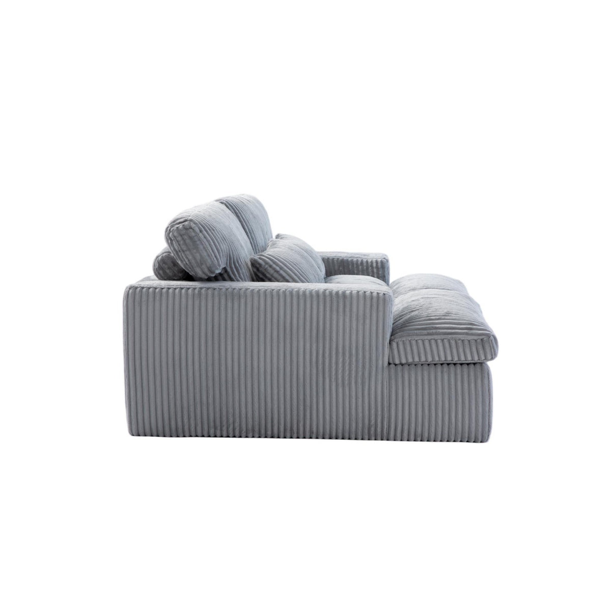 Deep Seat Sofa Double Chaise Lounge Chair with Corduroy Fabric, Compressed Sofa Sectional Loveseat for Apartments, 82.5'' L x 57'' W x 23.5'' H, Grey
