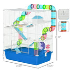 23" 5-Tier Hamster Cage with Wheel and Water Bottle, Blue