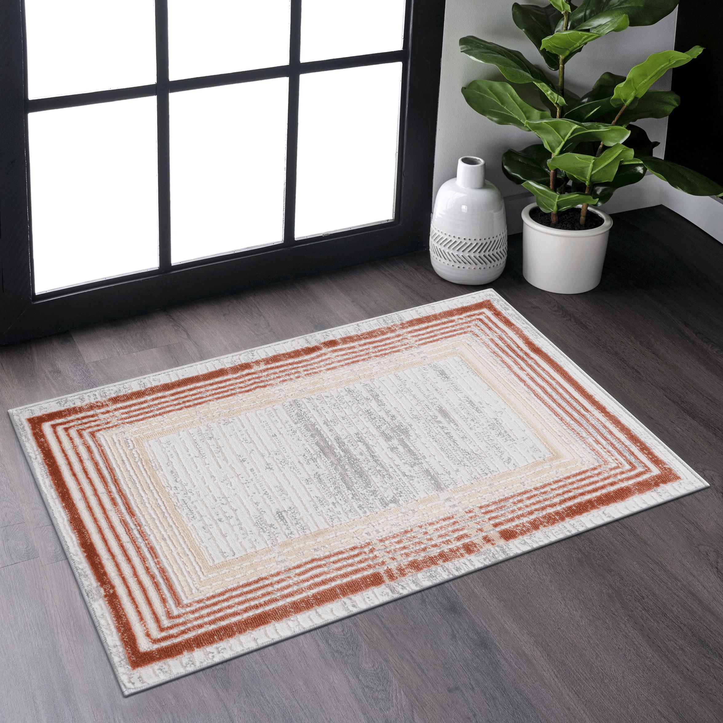 Naar 2x3 Stain-Resistant Area Rug with Cotton Backing, Medium Pile Height, Stylish Kid and Pet-Friendly Carpet, 36" L x 24" W x 0.35" H, Brown