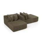 2-Seater Compressed Foam Lounge Sofa with Velvet Fabric and No Wood Frame, Loveseat Ideal for Bedroom, 83" L x 63" W x 25" H, Brown