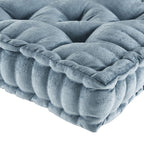 Textured Chenille Square Floor Pillow Cushion with 100% Hypoallergenic Polyester, Tufted Detailing, Scalloped Edge, 20" L x 20" W x 5" H, Aqua