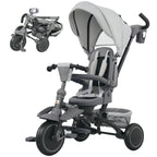 6 in 1 Kids Tricycle with Adjustable Push Handle, Removable Canopy, Reversible Seat, for 1-5 Years, Gray
