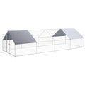Large Chicken Coop Metal Chicken Run for Chickens with Waterproof and Anti-UV Cover, Spire Shaped Walk in Fence Cage Hen House for Outdoor and Yard Farm Use, 1.3" Dia, 9.8' x 26.2' x 6.4'