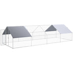 Large Chicken Coop Metal Chicken Run for Chickens with Waterproof and Anti-UV Cover, Spire Shaped Walk in Fence Cage Hen House for Outdoor and Yard Farm Use, 1.3" Dia, 9.8' x 26.2' x 6.4'