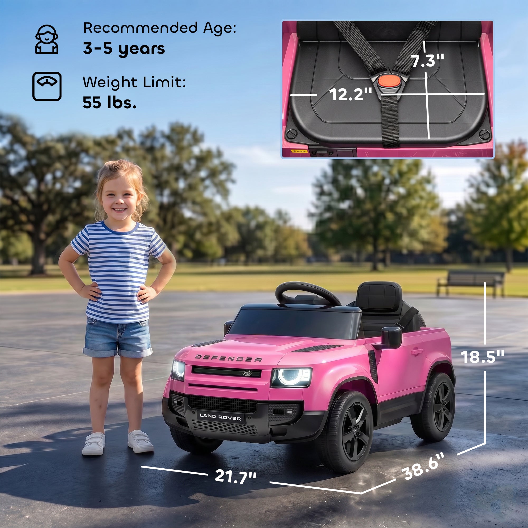 12V Ride on Car Licensed with Remote, Suspension, Slow Start, 3 Speeds, Lights, Music, Horn for 3-5, Pink