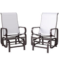 Gliding Lounger Chair Set of 2, Single Rockers with Lightweight Metal & Mesh Construction, Beige
