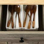 Kitchen Storage Cabinet, Sideboard Floor Cupboard with Solid Wood Top, Adjustable Shelf, and 3 Drawers, Distressed Gray